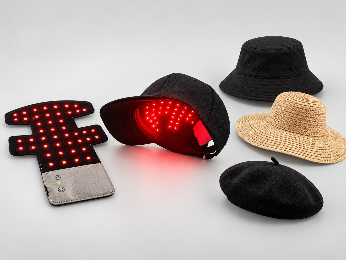 LumaCrown removable light panel next to the black cap